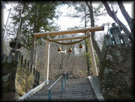 伊香保神社境内入口に設けられた木製（白木）の鳥居
